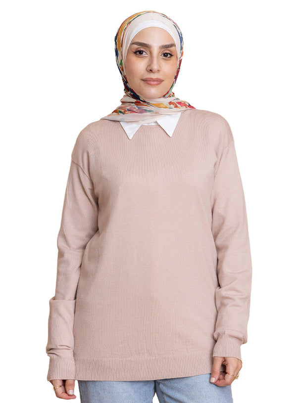 Latte Round Knit Pullover